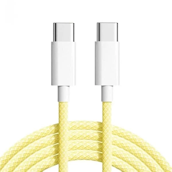 NÖRDIC 2m USB-C til USB-C kabel, 60W, Gul
