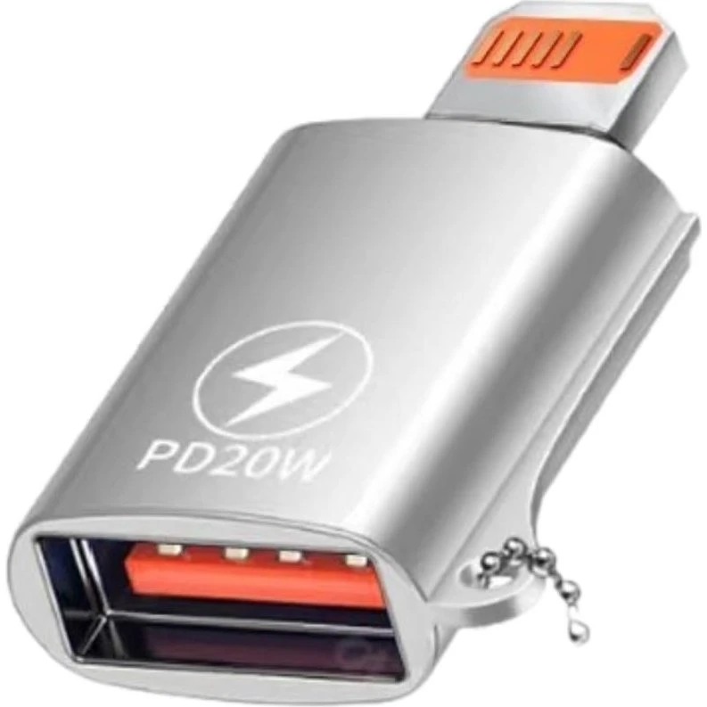 NÖRDIC USB-A til Lightning Adapter - Sølv Aluminium