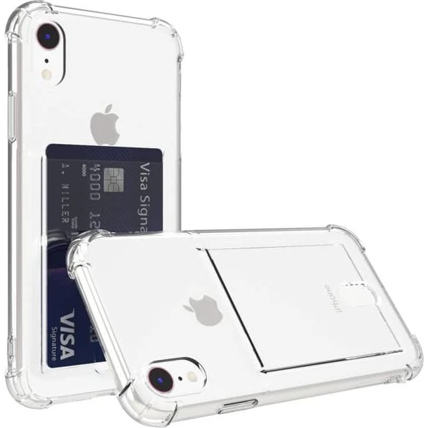 iPhone XR gennemsigtigt cover med kortholder i TPU
