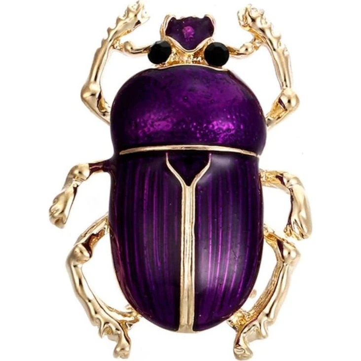 Broche - Lilla Skarabæ i emalje, 25 x 20 mm