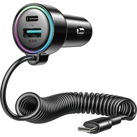 SiGN 90W 3-i-1 hurtig biloplader med USB-C-kabel