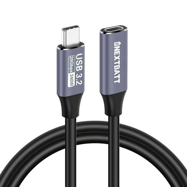Nextbatt USB-C forlængerkabel han-hun 1m – Sort