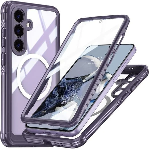 SKALO Samsung S25 FE Shockproof Clear Hybrid Cover - Lilla