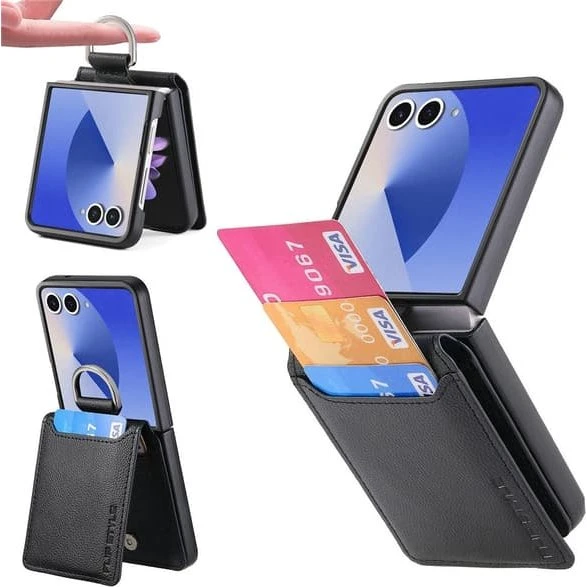 SKALO Samsung Z Flip7 Pung Kortholder Cover - Sort