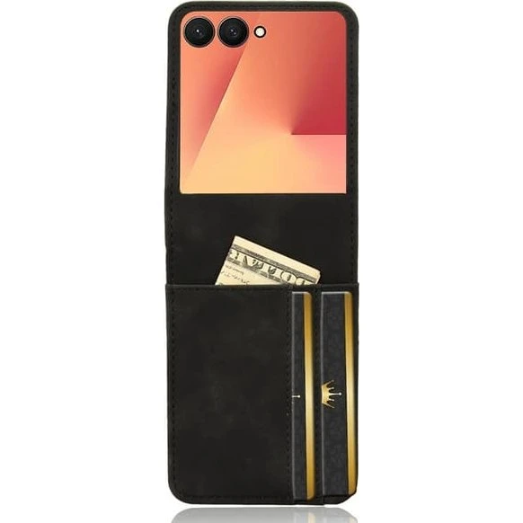 SKALO Samsung Z Flip7 PU-læder Kortholder Cover - Sort