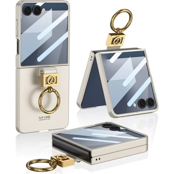 SKALO Samsung Z Flip7 GKK Guldring Cover - Grå