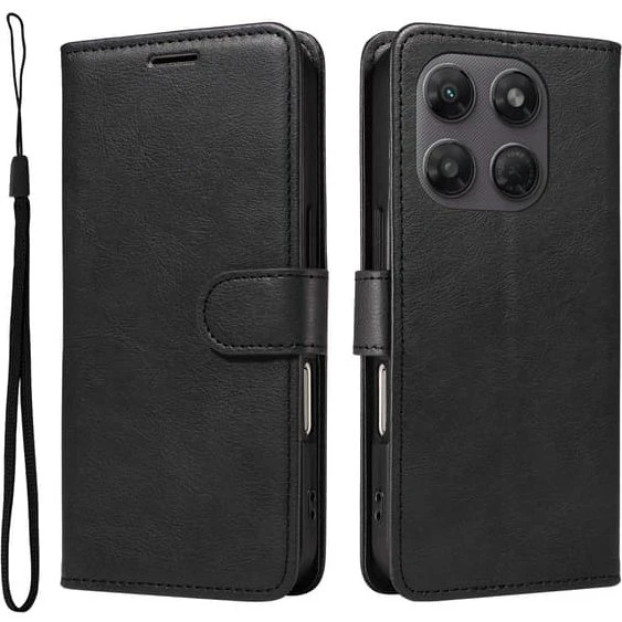 SKALO PU-læder Flip Cover til Motorola Moto G37 5G - Sort