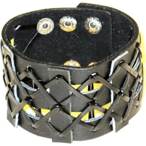 Sort læderarmbånd i ægte læder, 52 mm