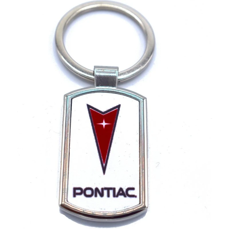 Pontiac Nøglering i sølvfarvet stål, 42 mm x 25 mm