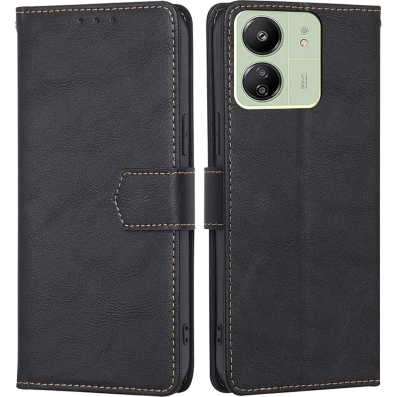 Pung etui til Xiaomi Redmi 13C / Poco C65 - Sort PU-læder