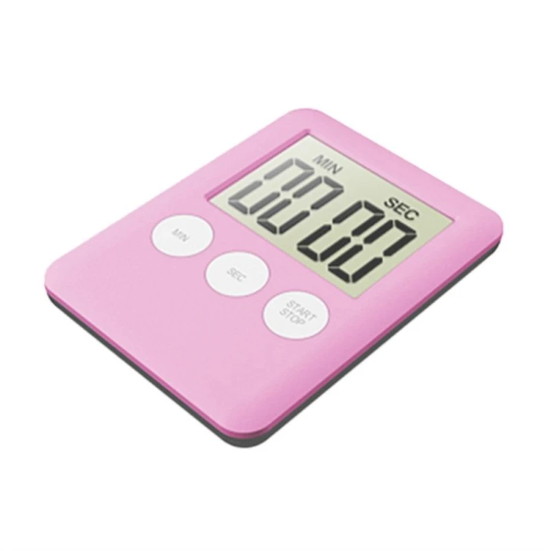 Digital Køkken Timer med Stor LCD-skærm - Lyserød