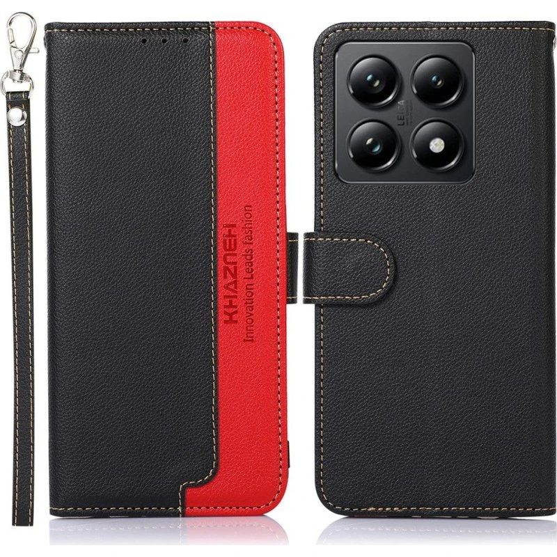 KHAZNEH Pung etui til Xiaomi 14T Pro - Sort-rød