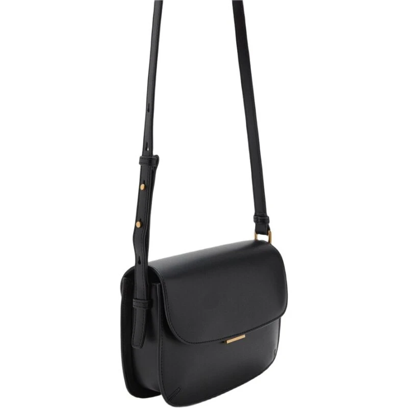 Mango crossbody taske med klap, sort, lille – justerbar rem