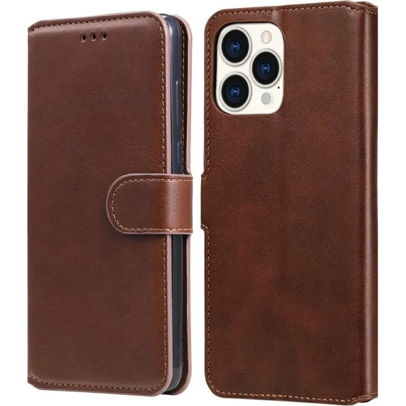 SKALO iPhone 13 Pro Max Classic Pungetui - Brun