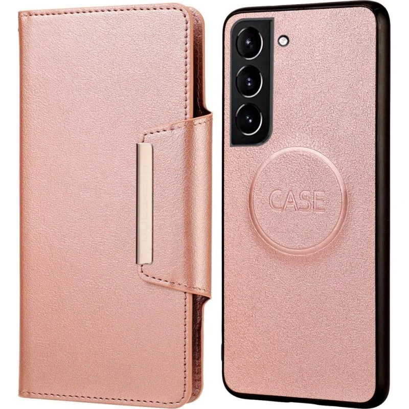 SKALO Samsung S22+ DOLIZMA 2-i-1 Magnetisk Pungetui - Rosaguld