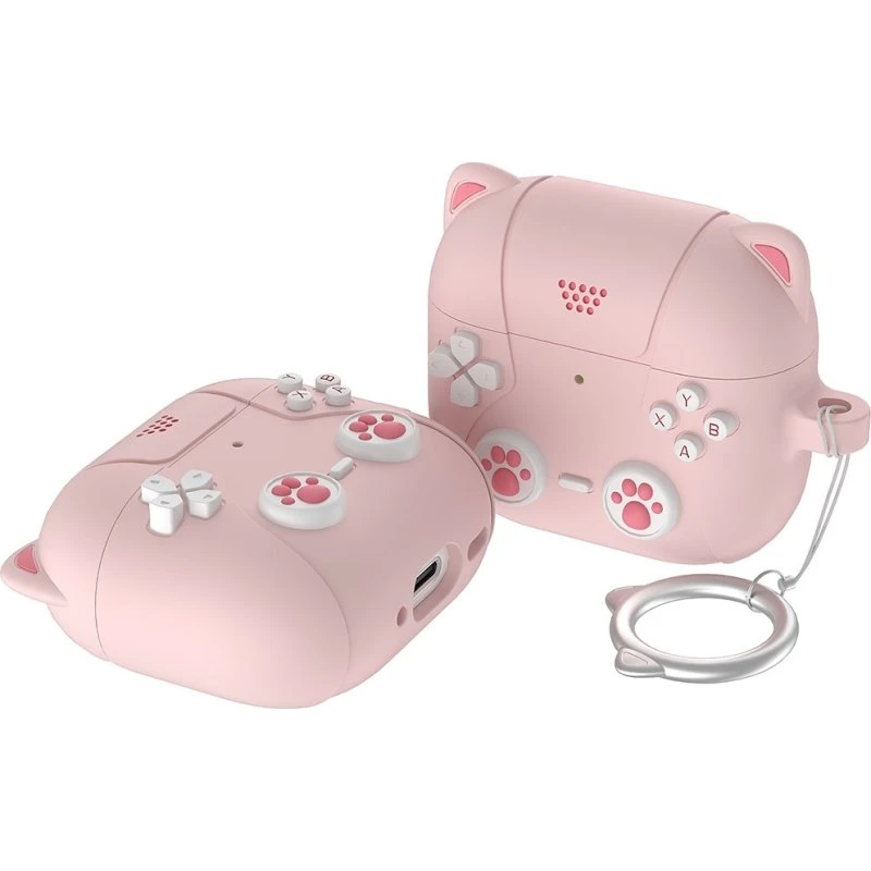 SKALO AirPods 4 Cover - Pink med sødt katte-design