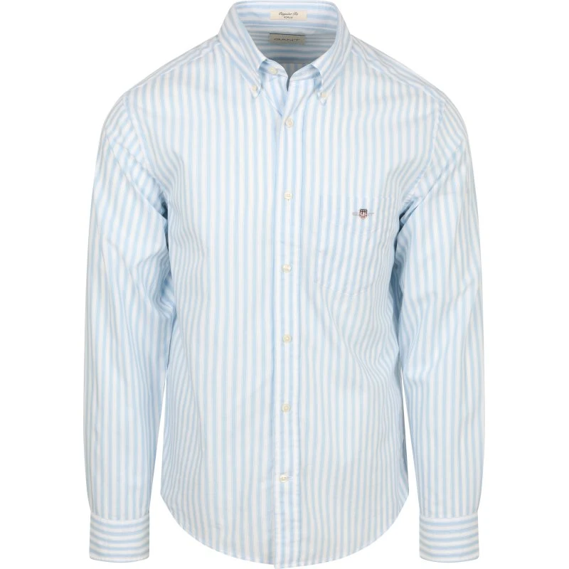 GANT Shirt Stripe Poplin Classic Blå/Lyseblå L