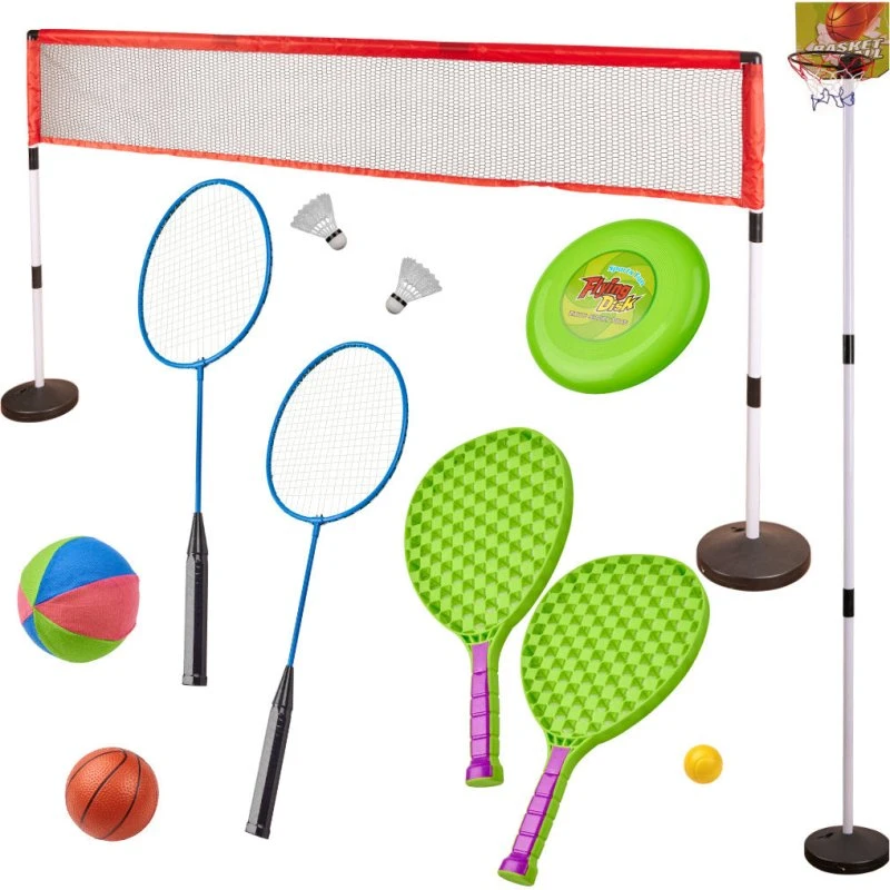 Sportssæt 5-i-1: Badminton, Basketball, Volleyball, Tennis & Frisbee