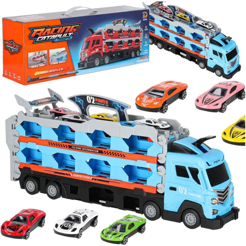Lastbiltrailer med racerbane og 8 biler, 2,1 m