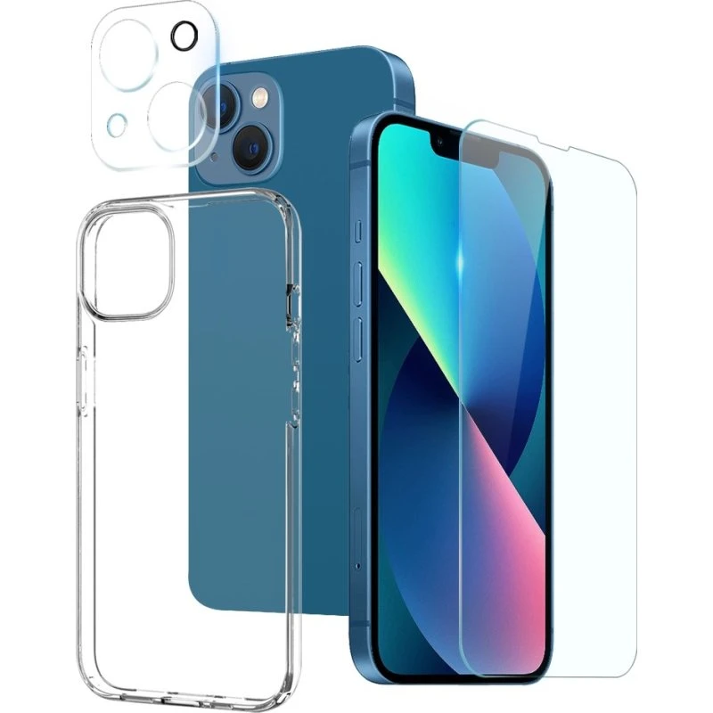BOOM 3-i-1 Beskyttelsespakke til iPhone 14 - Cover, Skærm og Linse
