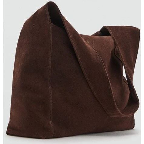 Mango Ruskind skuldertaske, stor, brun