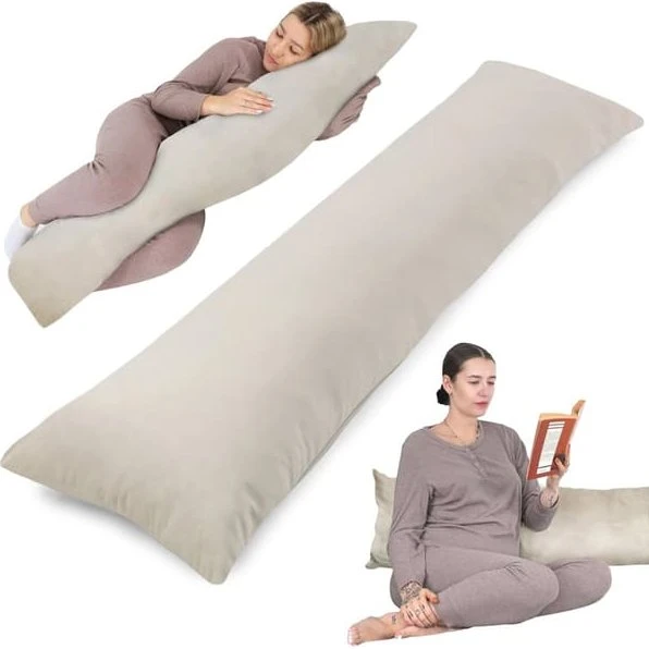 Sidesovepude med fløjlsbetræk, beige, 40 x 145 cm