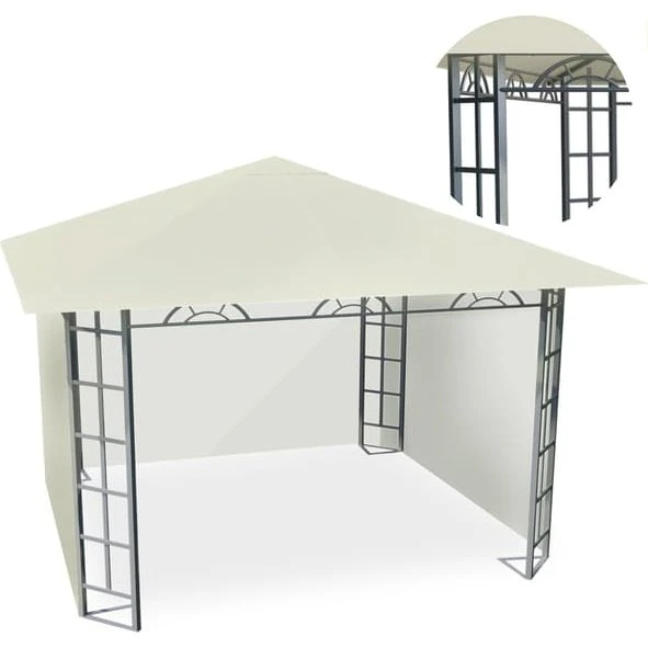 Plonos Havepavillon 3x3m beige med 4 sidevægge