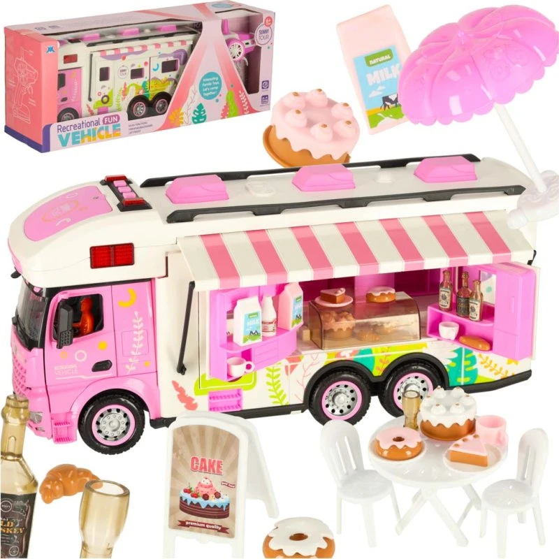 Fjernstyret campingvogn autocamper med lys og lyd, pink