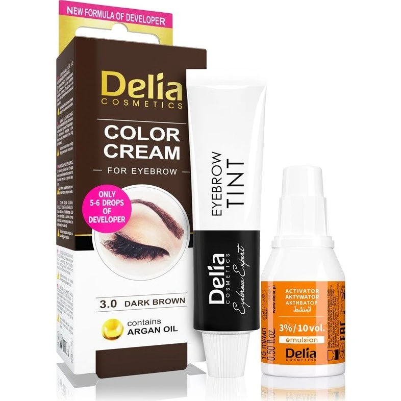 Delia Cosmetics Arganolie Øjenbrynfarve 3.0 Mørkebrun 15 ml