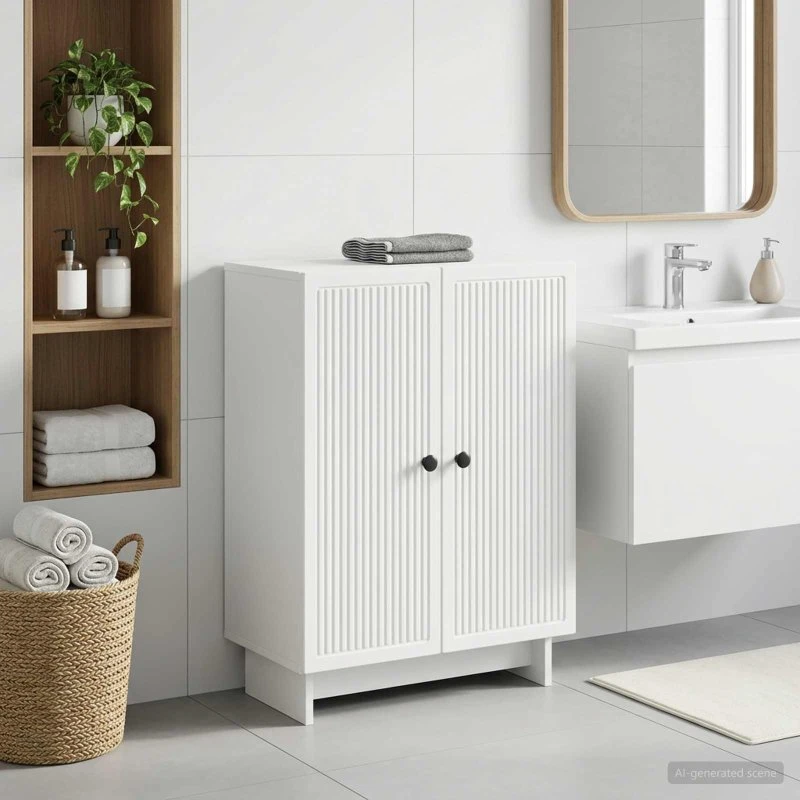 vidaXL EDE Badeværelse Opbevaringsskab, Hvid, 59,5 x 31 x 80 cm