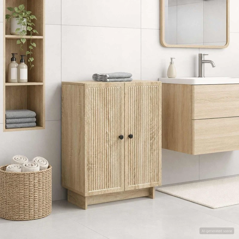 vidaXL Badeværelse Opbevaringsskab EDE Sonoma-eg, 59,5 x 31 x 80 cm