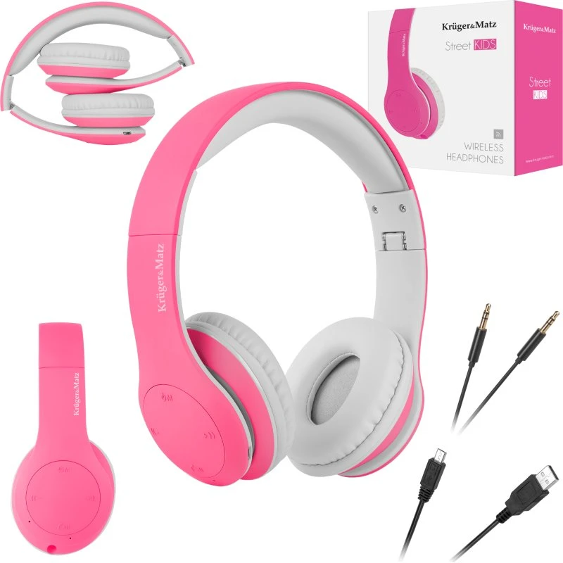 Kruger & Matz Street Kids trådløse Bluetooth-høretelefoner til børn - Pink