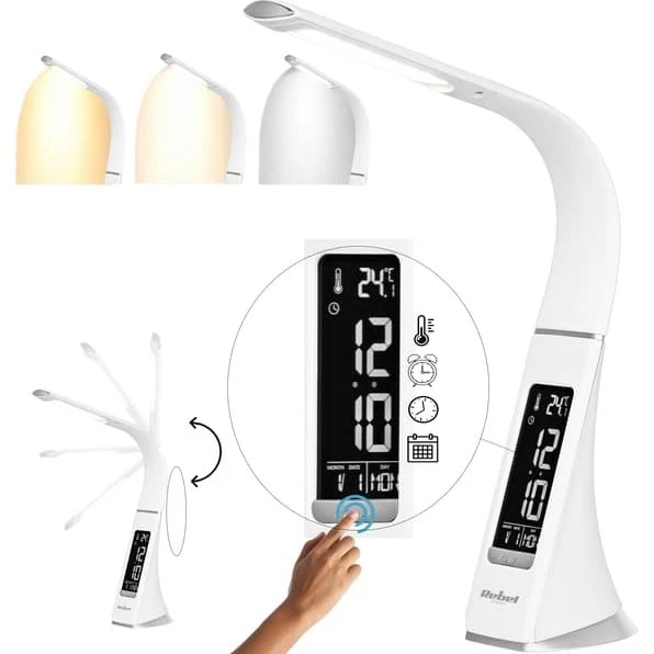 Rebel LED-bordlampe med LCD-display og vækkeur