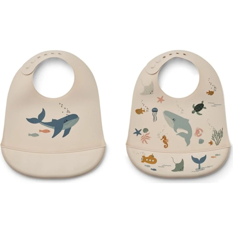 Liewood Tilda 2-pak Silikone Hagesmække – Sea Creature/Sandy