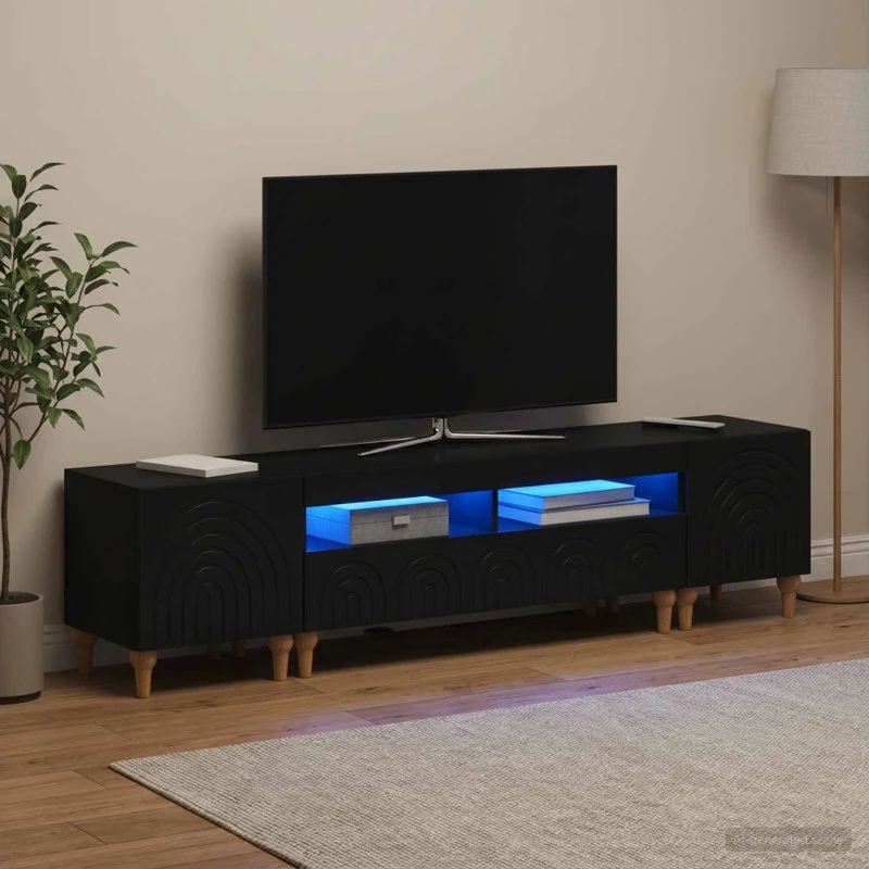 vidaXL 3-delt LED TV-skab i sort konstrueret træ