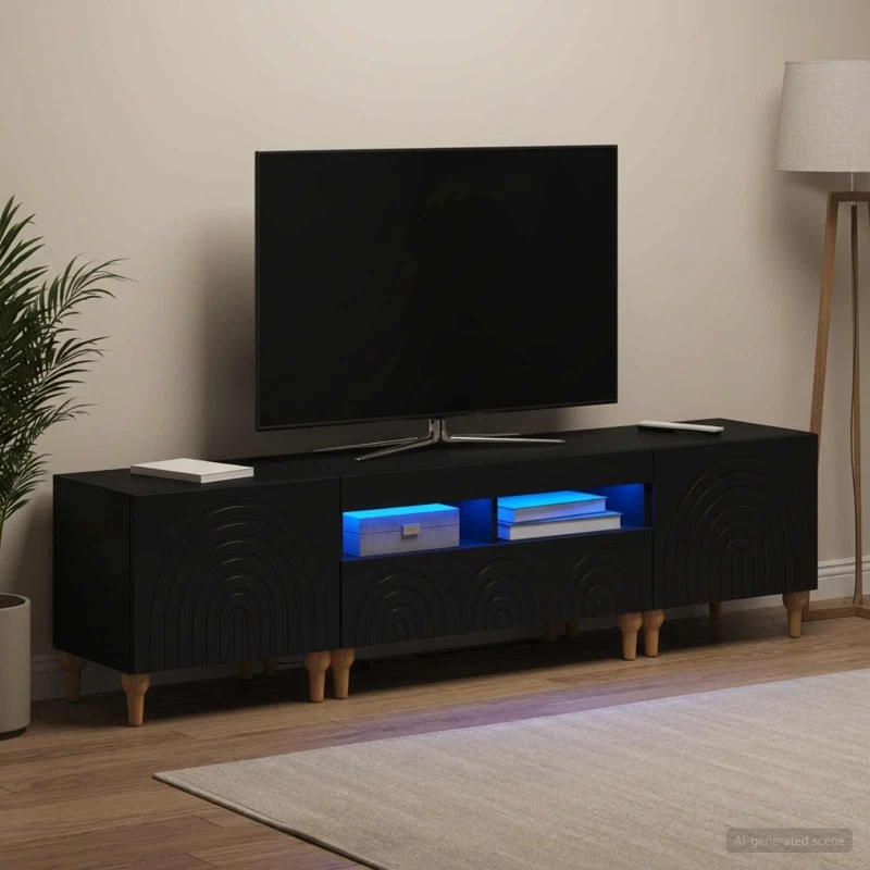 vidaXL 3-delt LED TV-skab i sort konstrueret træ