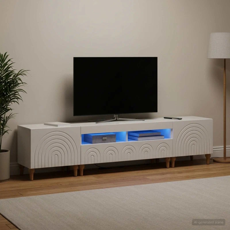 vidaXL 3-delt LED TV-skab i hvid højglans