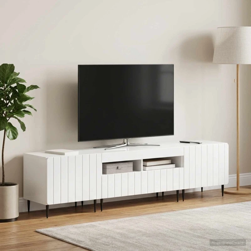 vidaXL ZWOLLE 3-delt LED TV-skab i hvid højglans