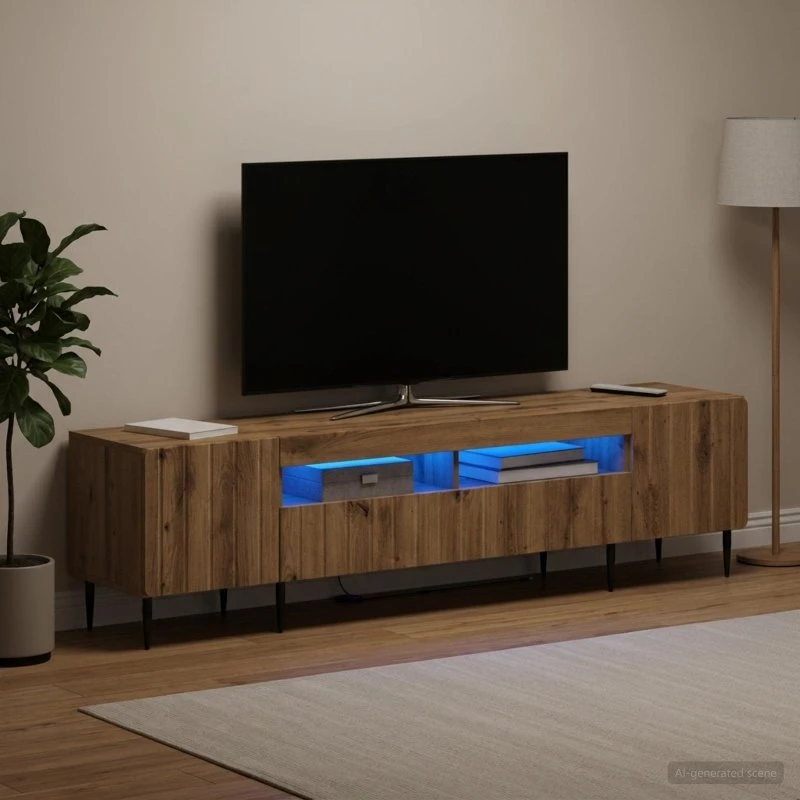 vidaXL ZWOLLE LED TV-skab i Artisan-eg