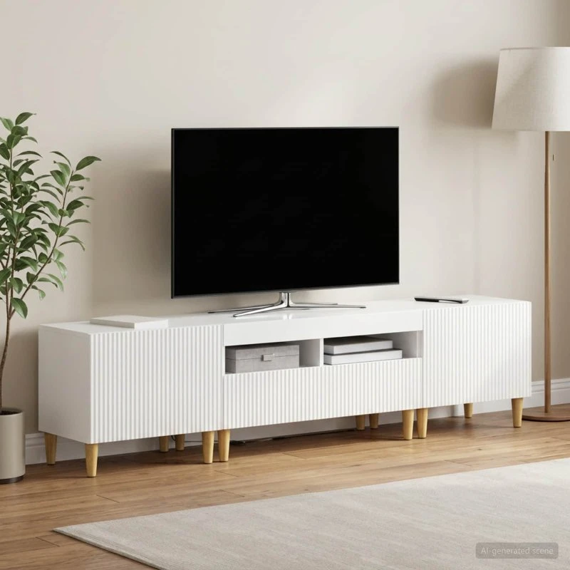 vidaXL ARNHEM 3-delt LED TV-skab i hvid højglans