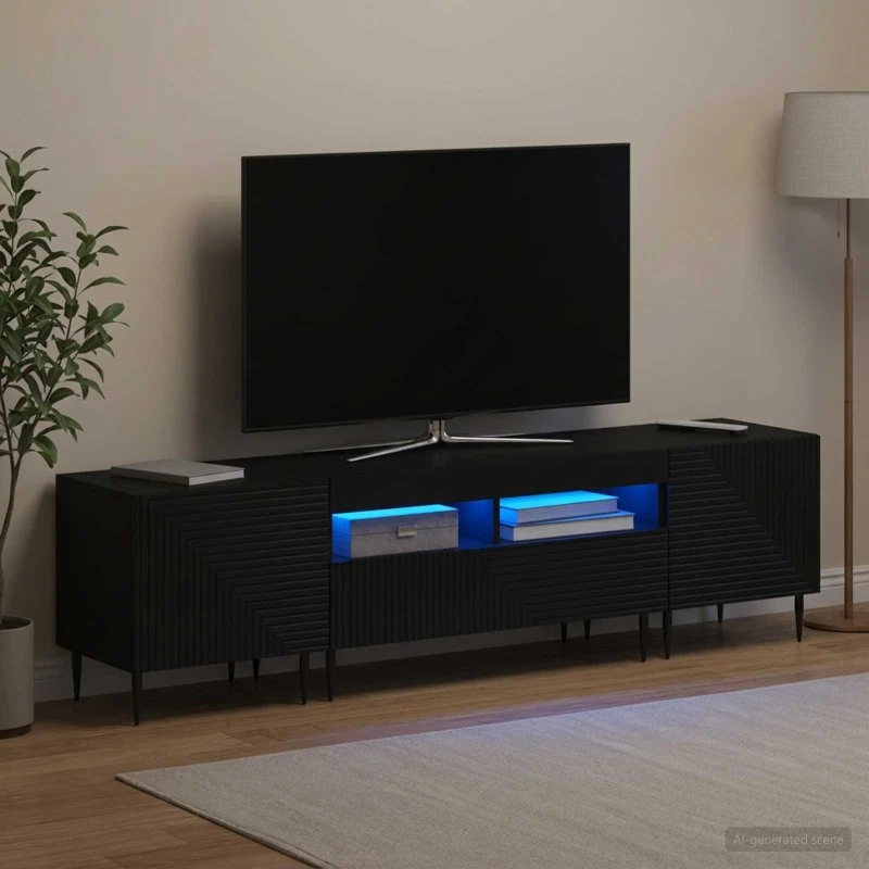 vidaXL 3-delt LED TV-skab i sort konstrueret træ