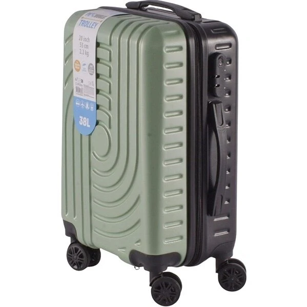 Kabinekuffert 38 L hardcase 55x35 cm lysegrøn/sort - 4 hjul