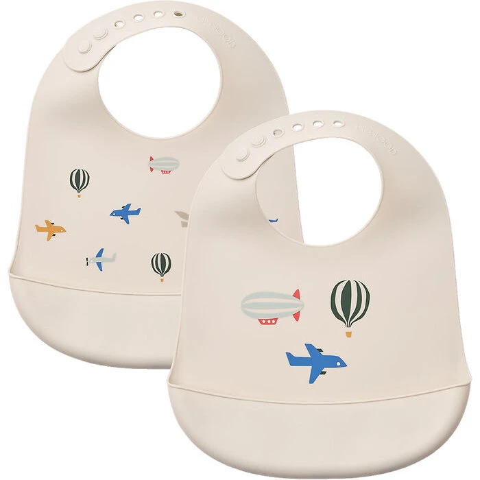 Liewood Tilda hagesmække 2-pak (silikone) – Aviator/Ecru