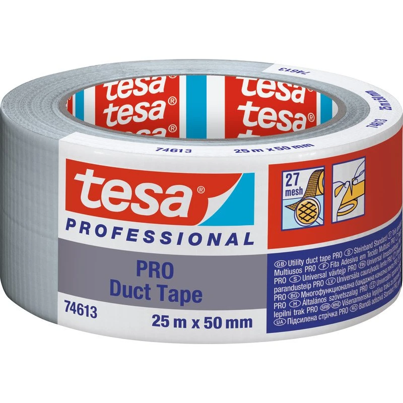 Tesa Pro 74613 Lærredstape, Grå, 50 mm x 25 m