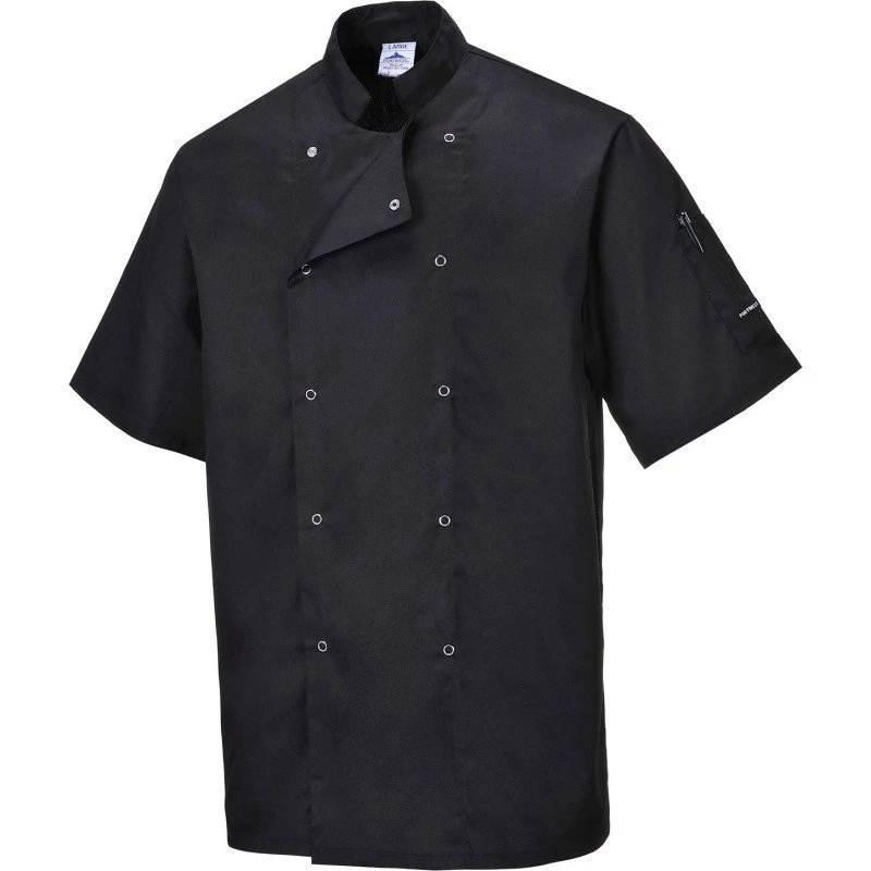 Portwest kokkejakke med korte ærmer, sort, 4XL