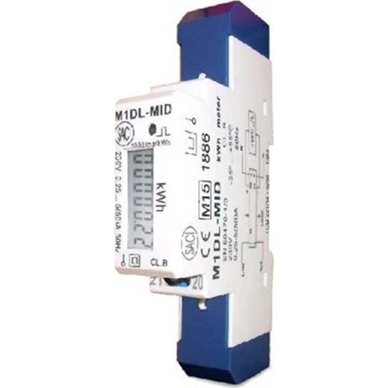 Saci KWH elmåler LCD 5, 50A, 1 modul, MID