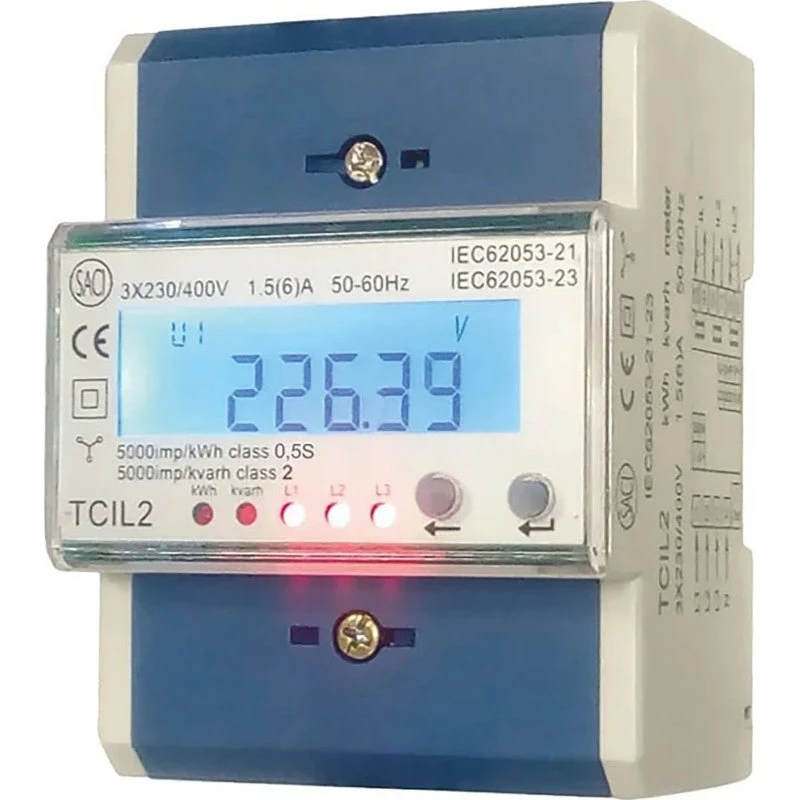 Saci KWH elmåler, transformermåling, 4 modul, 6 tariffer
