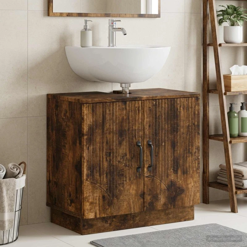 vidaXL HOORN Badeværelsesskab under vask - Røget eg - 59,5 x 31,5 x 56 cm