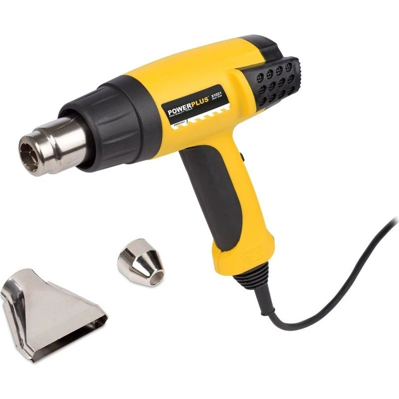PowerPlus varmepistol med 2 indstillinger og mundstykker
