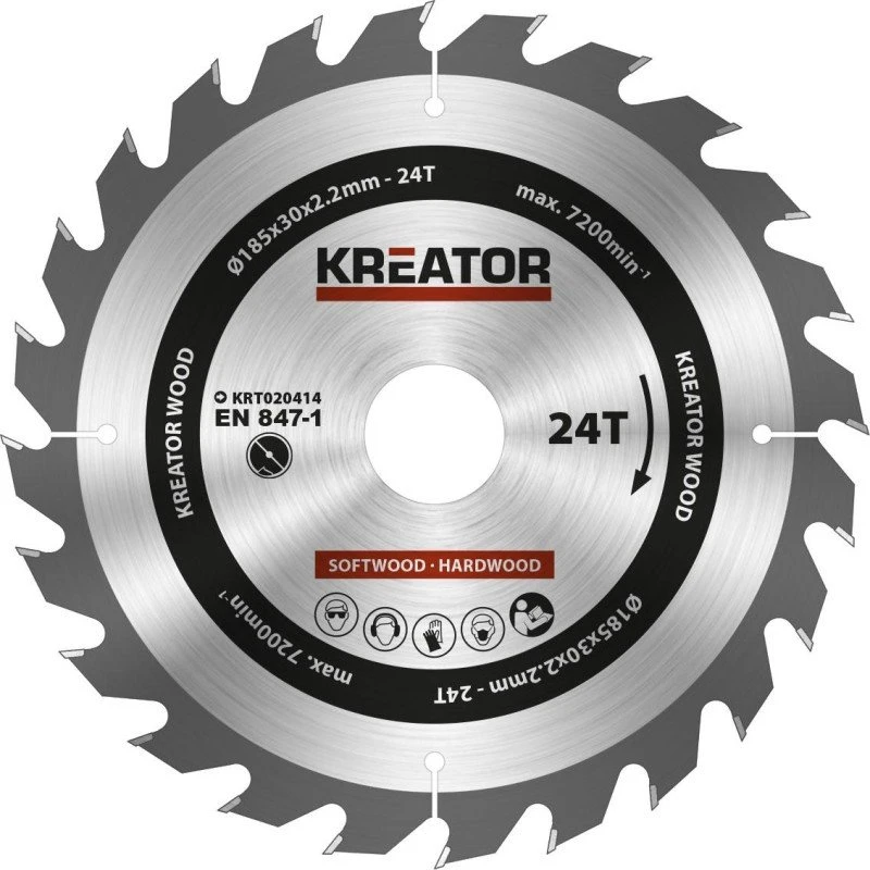 Kreator Rundsavsklinge Ø185/30mm - 24 HM tænder